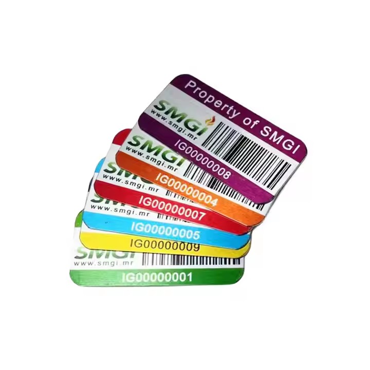 Laser Engraved Metal Asset Tags with Serial Numbers and Barcodes