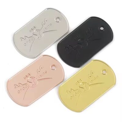 Engraved Metal Military Dog Tags with Ball Chain and Custom Text