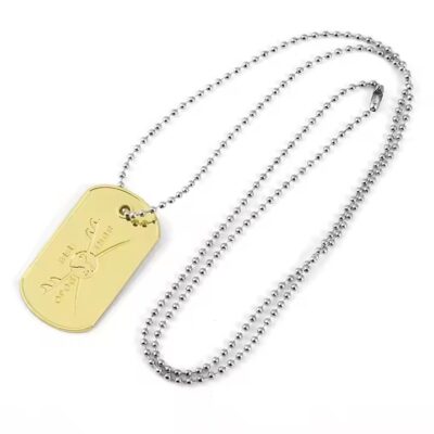 Engraved Metal Military Dog Tags with Ball Chain and Custom Text