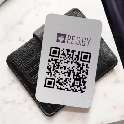 Stainless steel QR metal asset label with adhesive backing for equipment