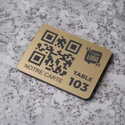 Stainless steel QR metal asset label with adhesive backing for equipment