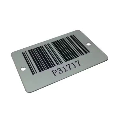 Custom Anodized Aluminum Laser Engraved QR Code and Barcode Label
