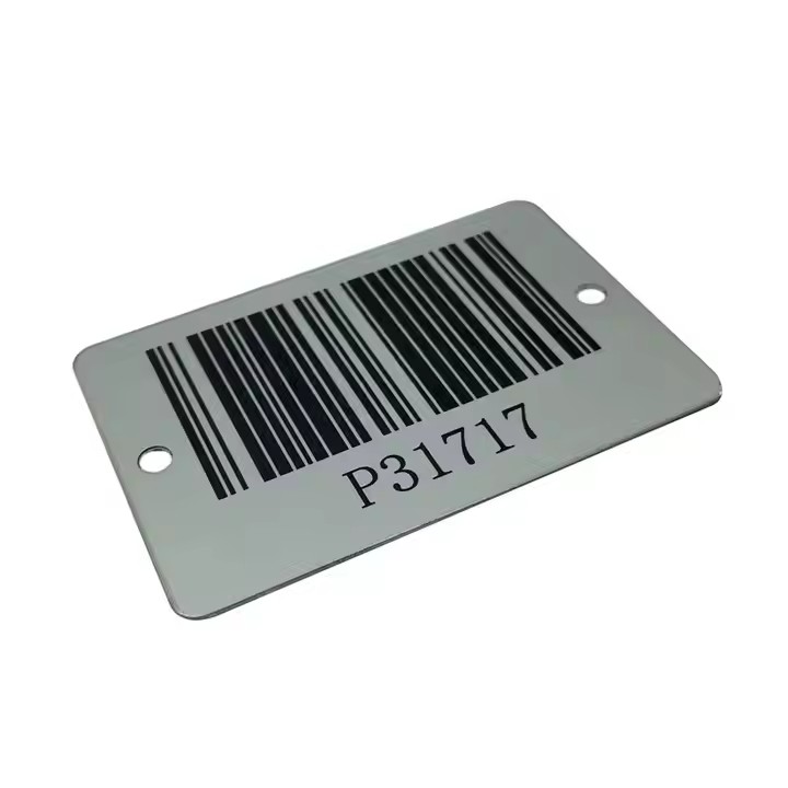 Custom Anodized Aluminum Laser Engraved QR Code and Barcode Label