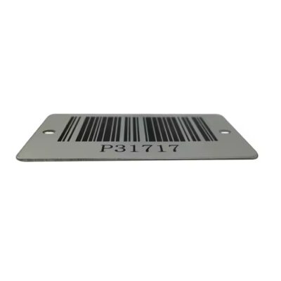 Custom Anodized Aluminum Laser Engraved QR Code and Barcode Label
