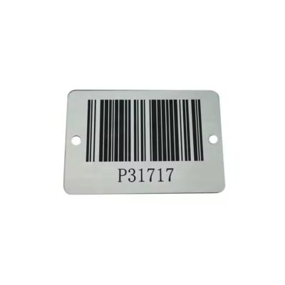 Custom Anodized Aluminum Laser Engraved QR Code and Barcode Label