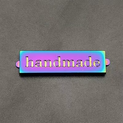 Custom engraved metal tags for fashion handbag branding with logo

