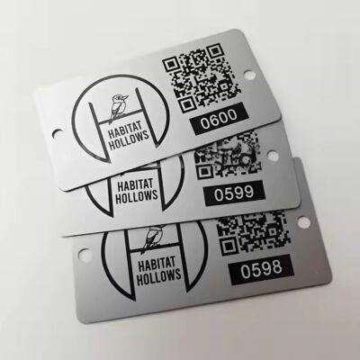 Custom adhesive aluminum asset tag for industrial equipment