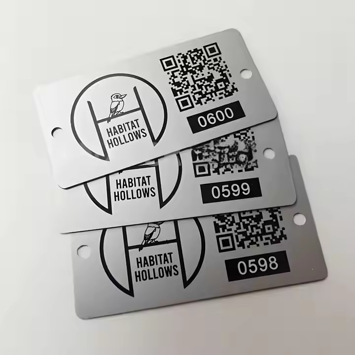Custom adhesive aluminum asset tag for industrial equipment