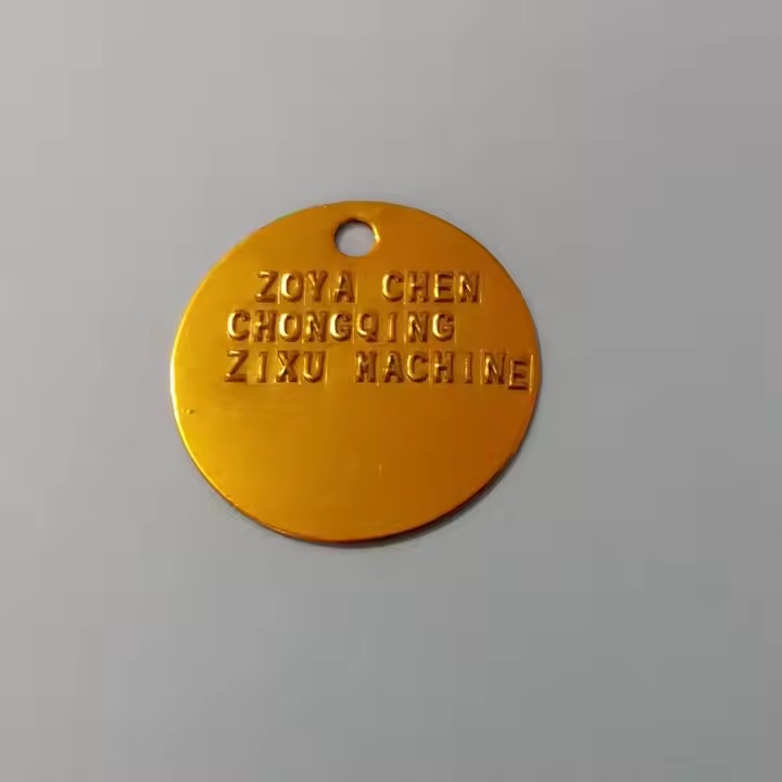 Custom blank stamped metal tag with durable finish