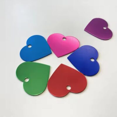 Heart-Shaped Aluminum Pet Tags with Custom Engraving
