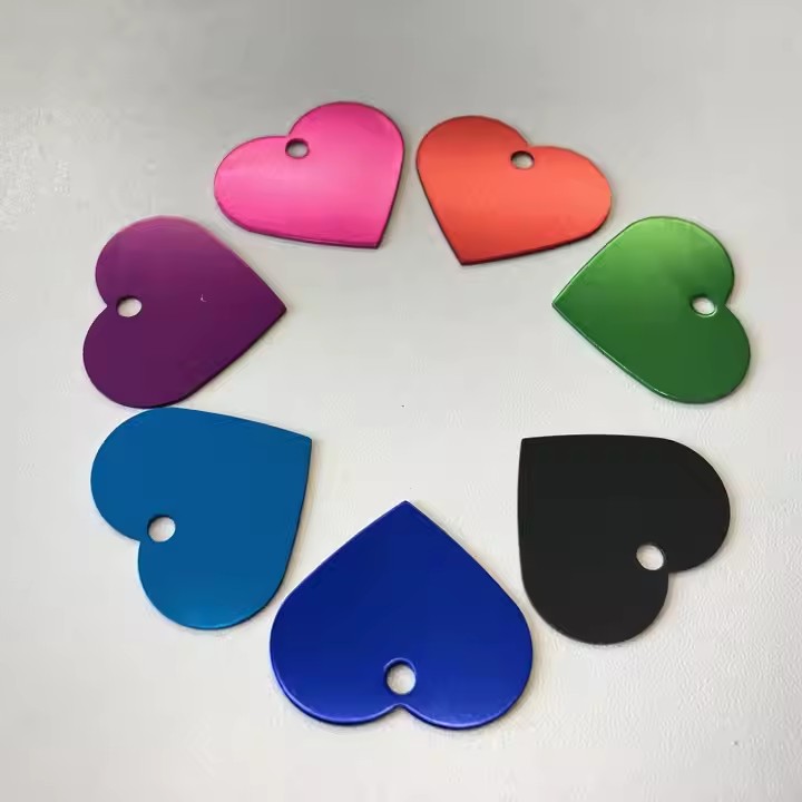 Heart-Shaped Aluminum Pet Tags with Custom Engraving