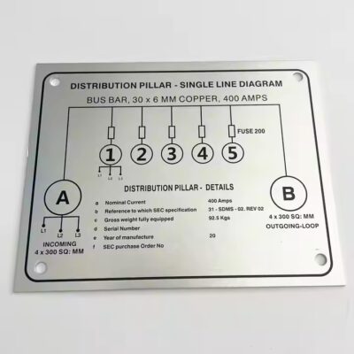 Durable adhesive-backed etched metal nameplate for identification