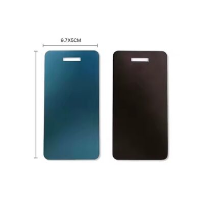 Personalized business card luggage tag made from anodized aluminum