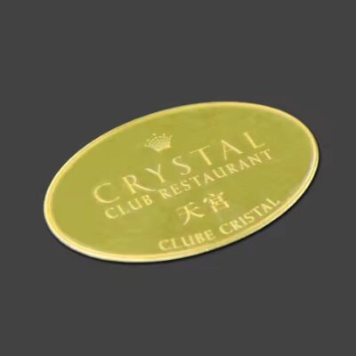 Durable brass etched metal label with detailed engraving