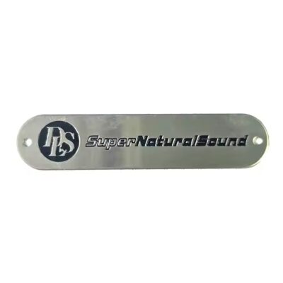 Durable brushed stainless steel metal tag with custom etched logo

