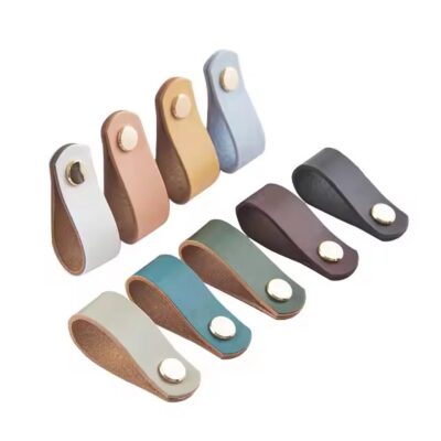 Colorful leather tags with screw-in and rivet holes for DIY crafting