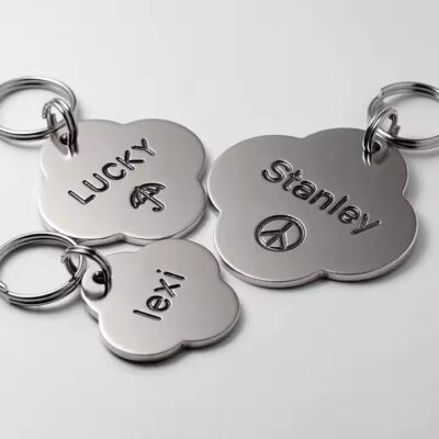 Personalized dog tag ID metal label for pet collars and accessories
