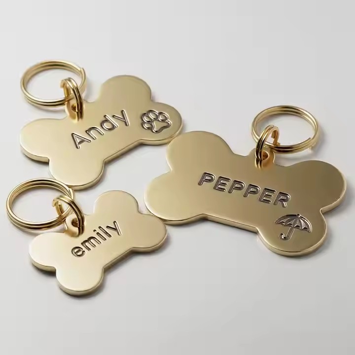 Personalized dog tag ID metal label for pet collars and accessories