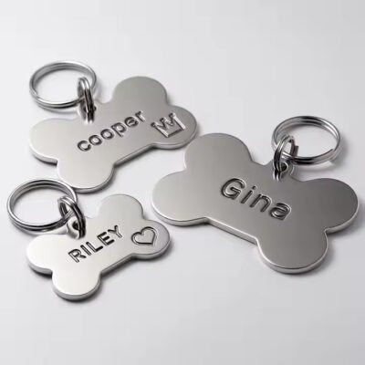 Personalized dog tag ID metal label for pet collars and accessories