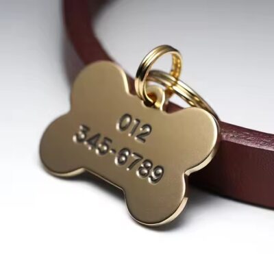 Personalized dog tag ID metal label for pet collars and accessories
