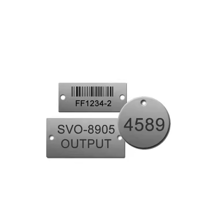 Durable metal badge tag with laser-engraved logo and design