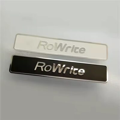 Etched stainless steel metal tag with customized design and durable finish