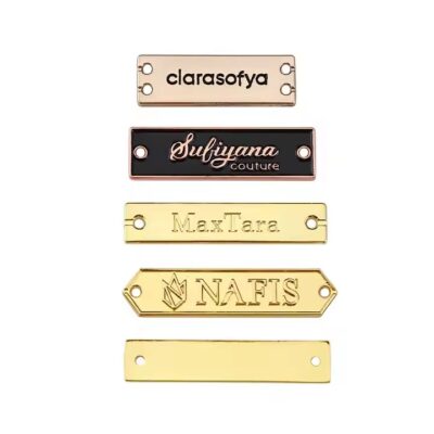 Factory Direct Custom Fashion Clothing Shaped Metal Tags