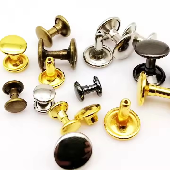 Screw-in and rivet tags for wallets, bags, shoes, and apparel