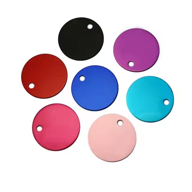 Round Anodized Aluminum Pet ID Tags in Various Colors