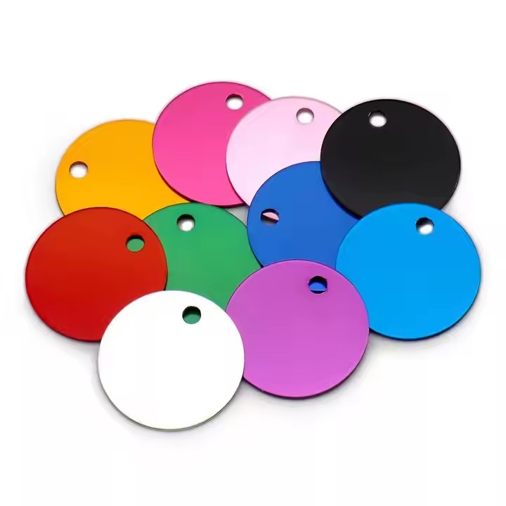 Anodized aluminum pet ID tags for dogs in assorted colors