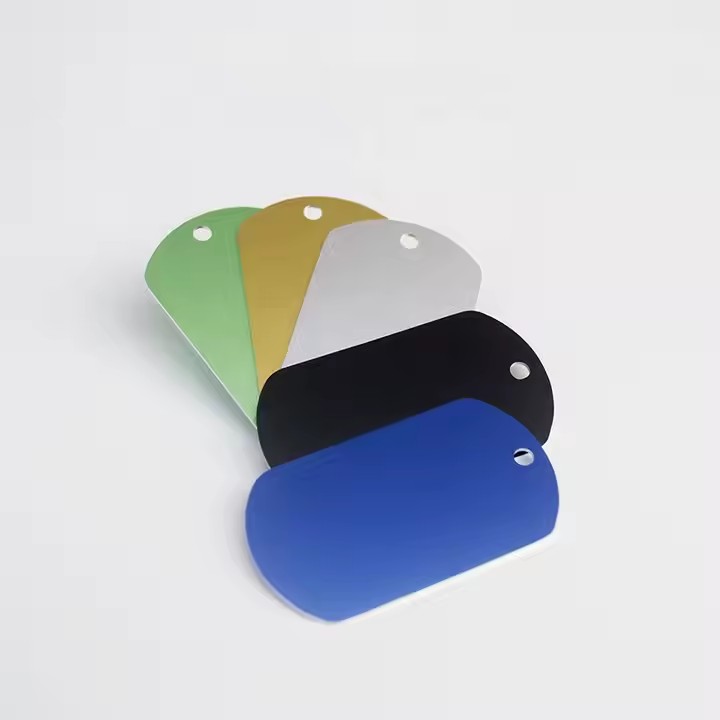 Anodized aluminum dog ID tags in assorted colors