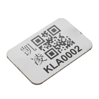 Laser-engraved stainless steel barcode asset tag