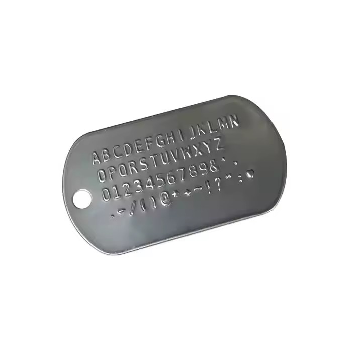 Stamped metal ID tag for durable industrial identification