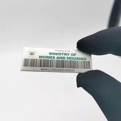 Durable barcode metal asset tag for equipment identification