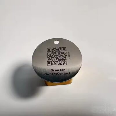Laser engraved QR code stainless steel tag for asset tracking