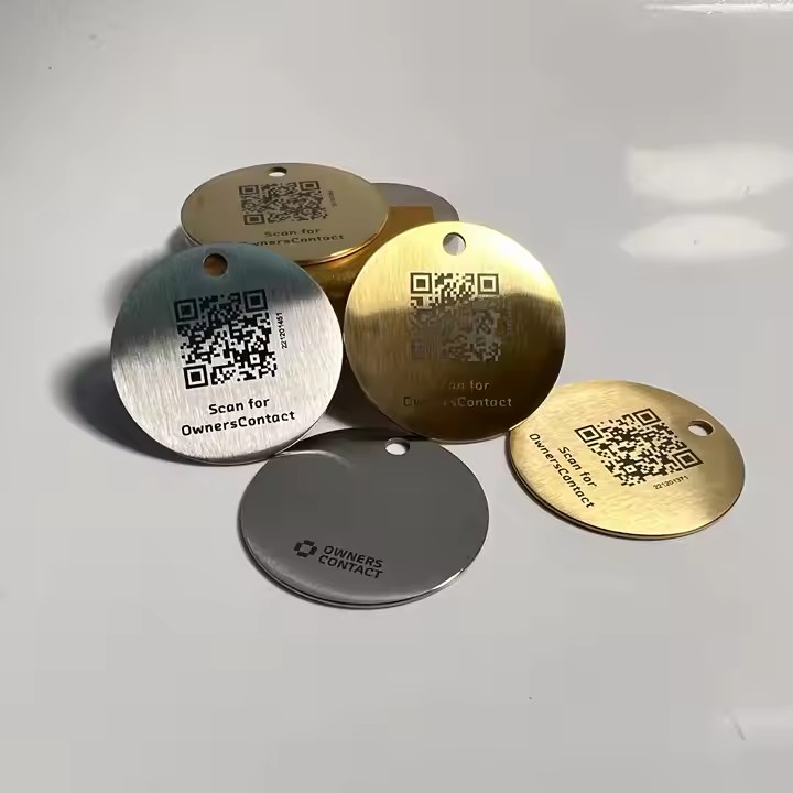 Laser engraved QR code stainless steel tag for asset tracking