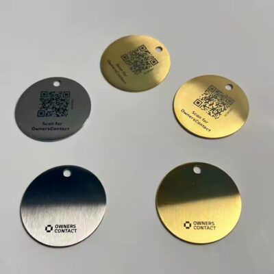 Laser engraved QR code stainless steel tag for asset tracking