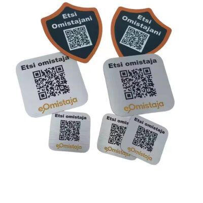 Heavy-duty adhesive metal barcode and QR code asset tags