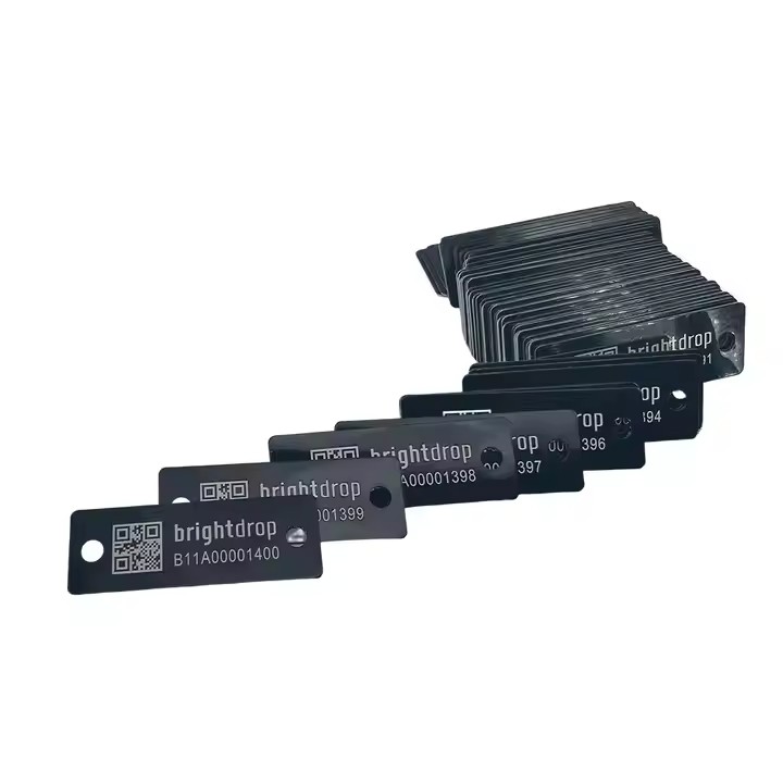Heavy-duty adhesive metal barcode and QR code asset tags