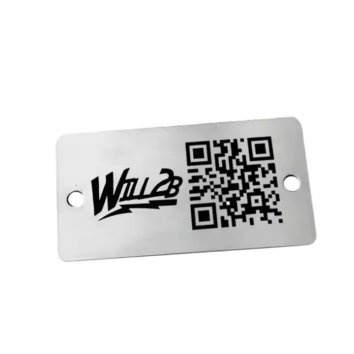 Custom Black Laser Engraved Metal Barcode Label for Industrial Equipment