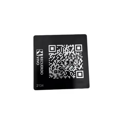 Black Anodized QR Code Aluminum Tree Tag for Outdoor Plant Labeling