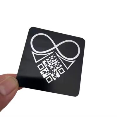 Black Anodized QR Code Aluminum Tree Tag for Outdoor Plant Labeling