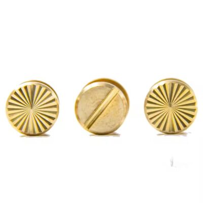 Custom solid brass screw-in and rivet tags for industrial labeling