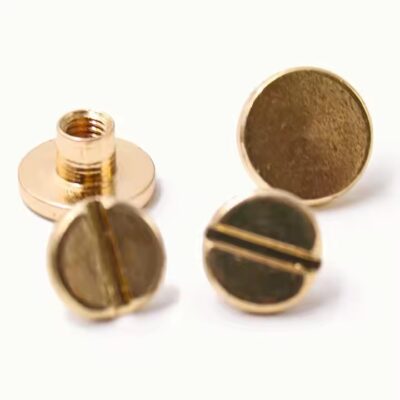 Custom solid brass screw-in and rivet tags for industrial labeling