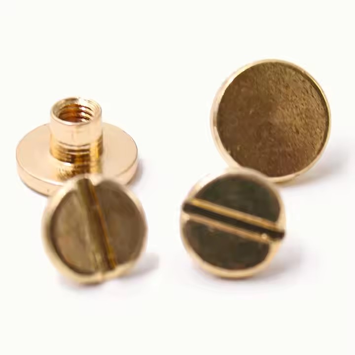 Custom solid brass screw-in and rivet tags for industrial labeling