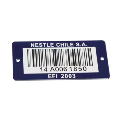 Custom Aluminum Asset Tag with Adhesive Backing and Laser Engraving