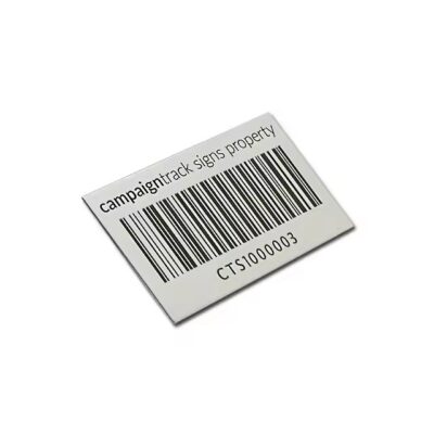 Custom Aluminum Asset Tag with Adhesive Backing and Laser Engraving