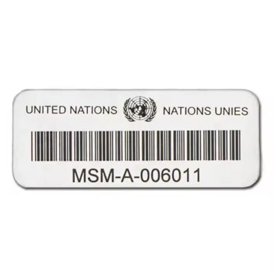 Custom Aluminum Asset Tag with Adhesive Backing and Laser Engraving