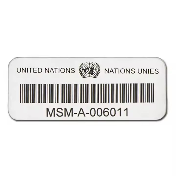 Custom Aluminum Asset Tag with Adhesive Backing and Laser Engraving