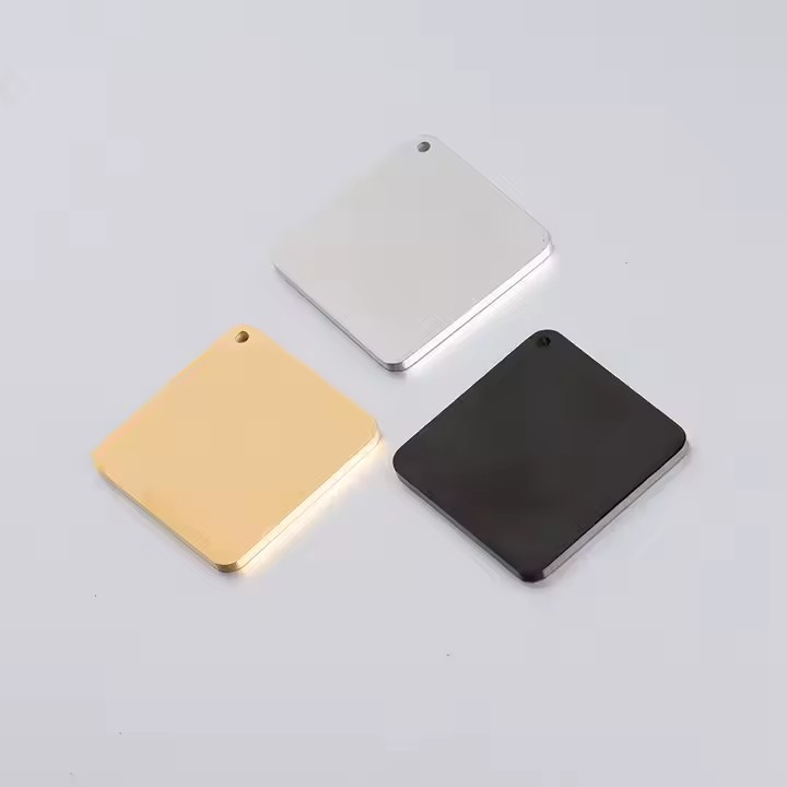 Personalized stainless steel square metal tags with custom engraving